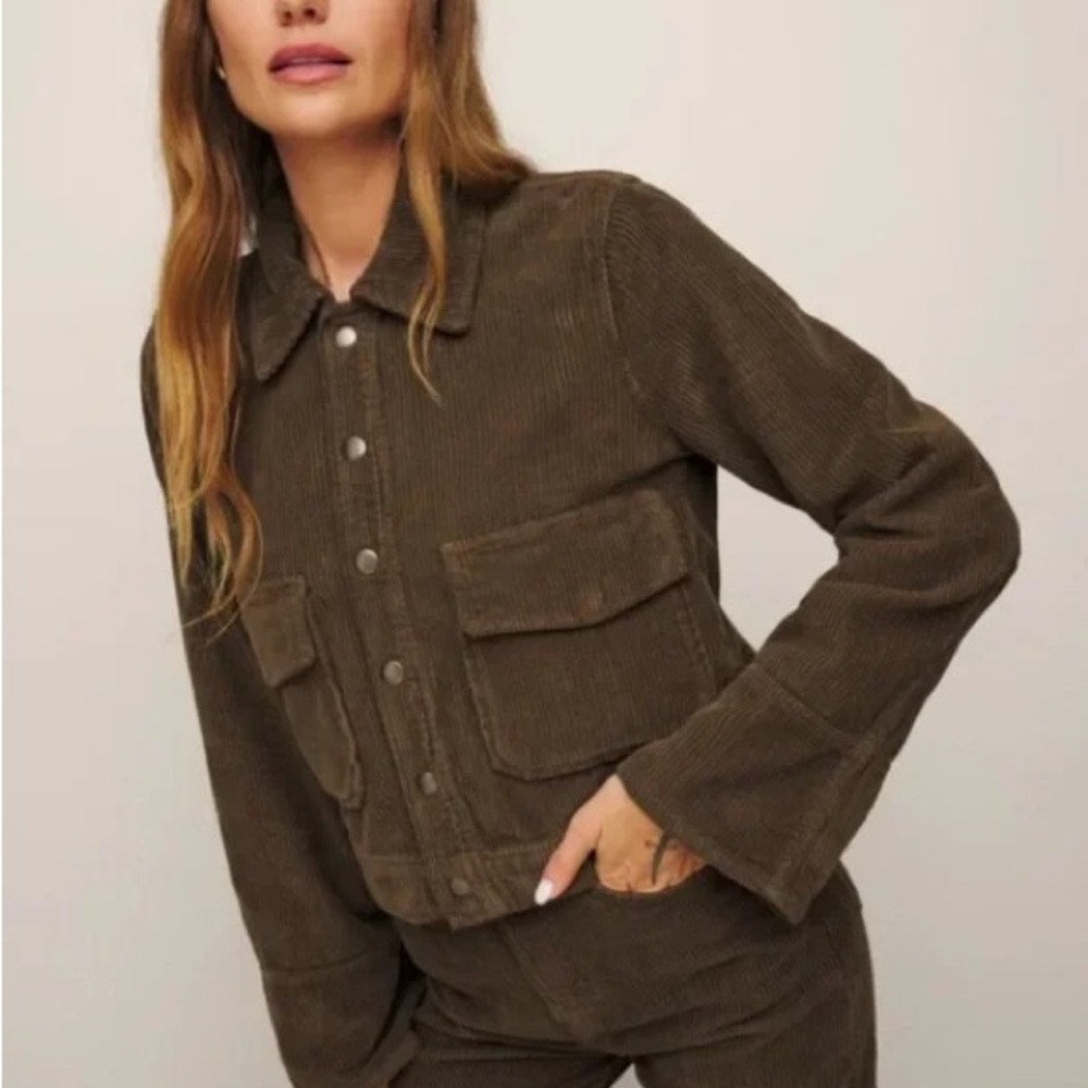 Reformation Michele Corduroy Flight Jacket - chocolate, XL